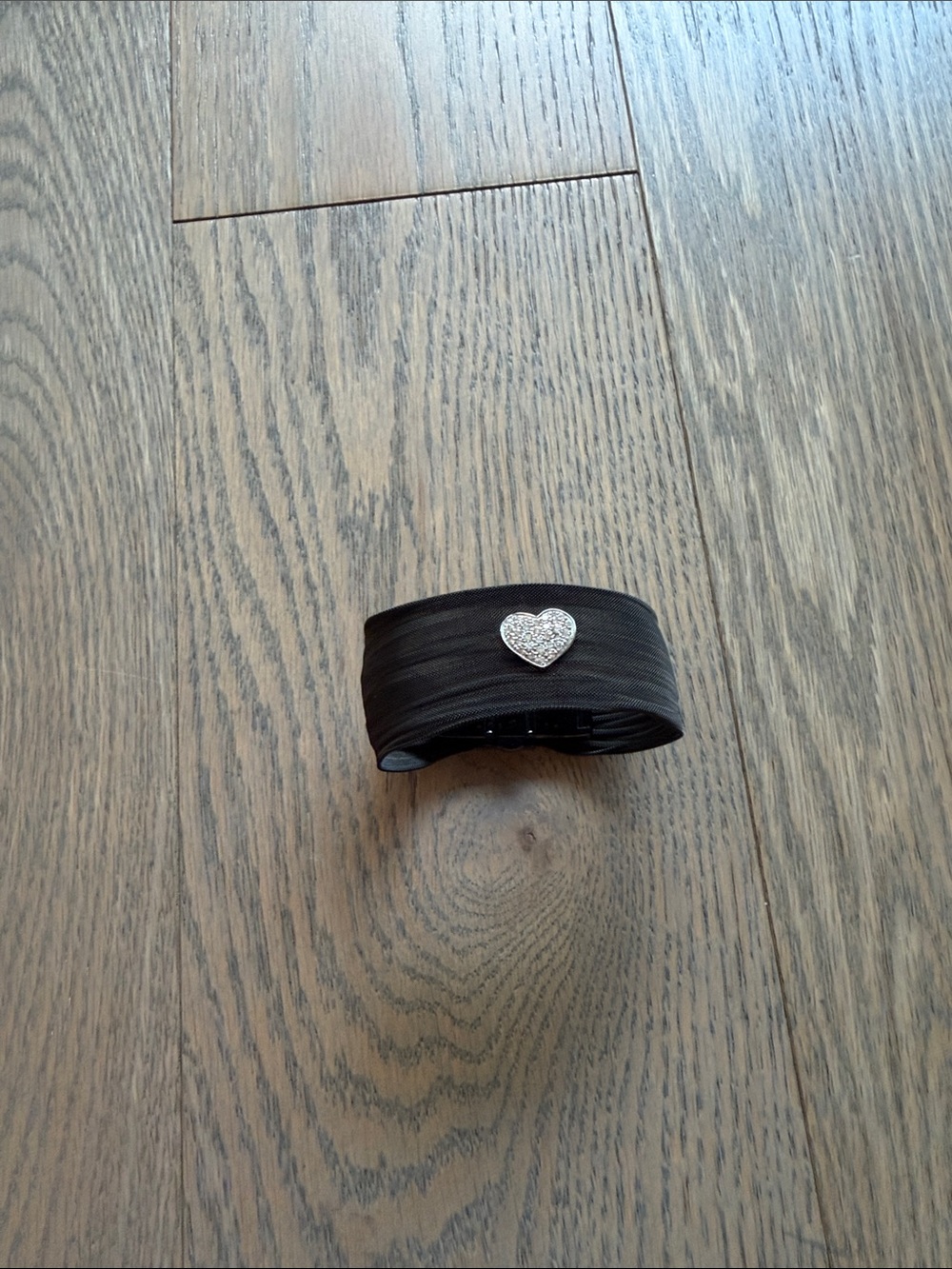 Diamond heart black bracelet